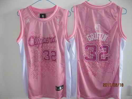 Clippers #32 Blake Griffin Pink Women Fashion Stitched NBA Jersey