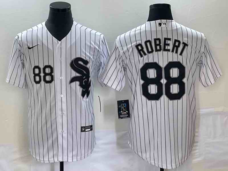 Men's Chicago White Sox #88 Luis Robert White Cool Base Stitched Jersey