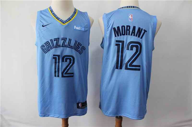 Men's Memphis Grizzlies #12 Ja Morant Blue Stitched NBA Jersey