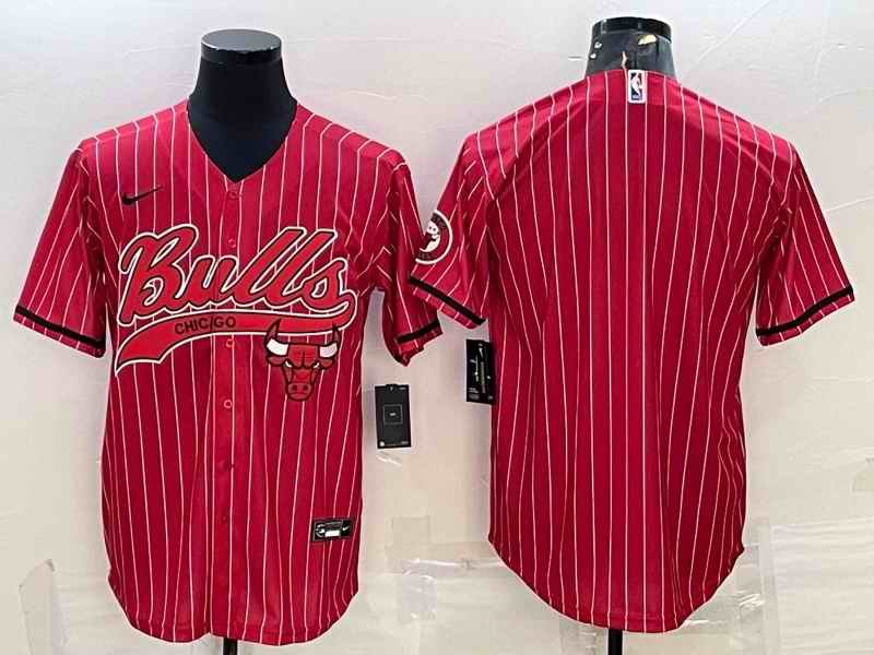 Men's Chicago Bulls Blank Red Cool Base Stitched Baseball Jersey