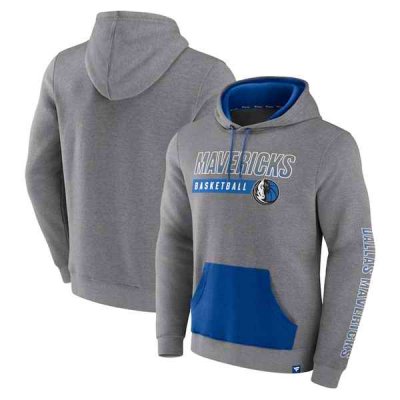 Men's Dallas Mavericks Heathered Gray Off The Bench Color Block  Pullover Hoodie