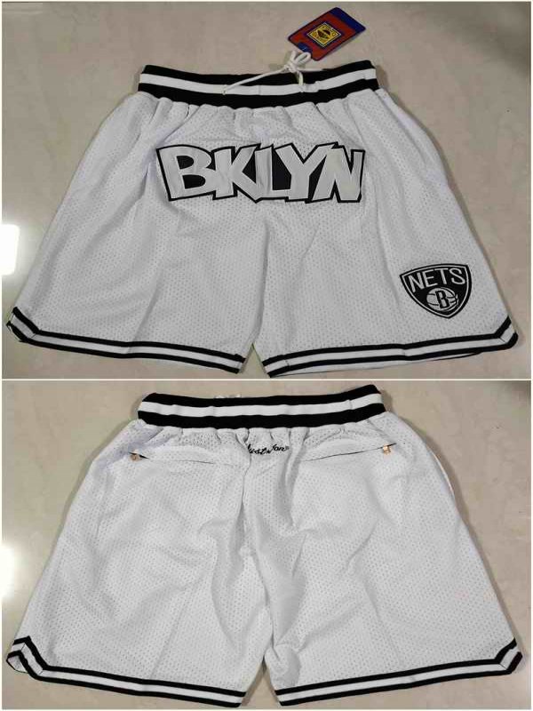 Men's Brooklyn Nets White Shorts (Run Small)