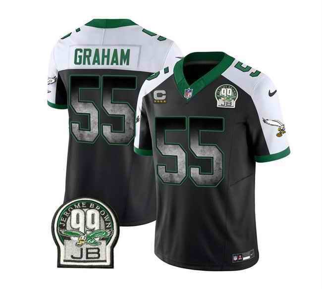 Men's Philadelphia Eagles #55 Brandon Graham Black/White 2023 F.U.S.E. With 4-star C Patch Throwback Vapor Untouchable Limited Stitched Football Jersey