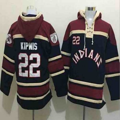 Indians #22 Jason Kipnis Black Sawyer Hooded Sweatshirt MLB Hoodie