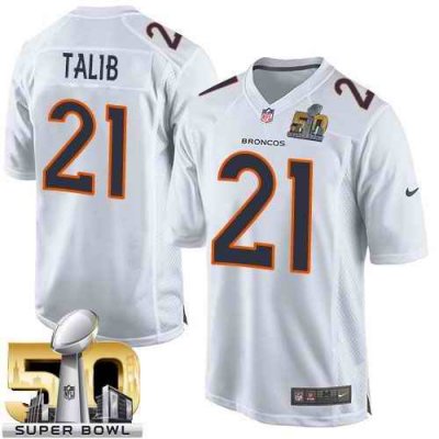 Nike Broncos #21 Aqib Talib White Super Bowl 50 Men's Stitched NFL Game Event Jersey