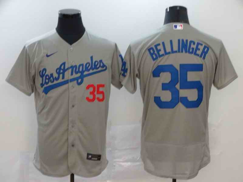 Men's Los Angeles Dodgers #35 Cody Bellinger Grey Flex Base Stitched MLB Jersey