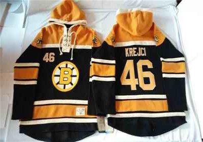 Bruins #46 David Krejci Black Sawyer Hooded Sweatshirt Stitched NHL Jersey