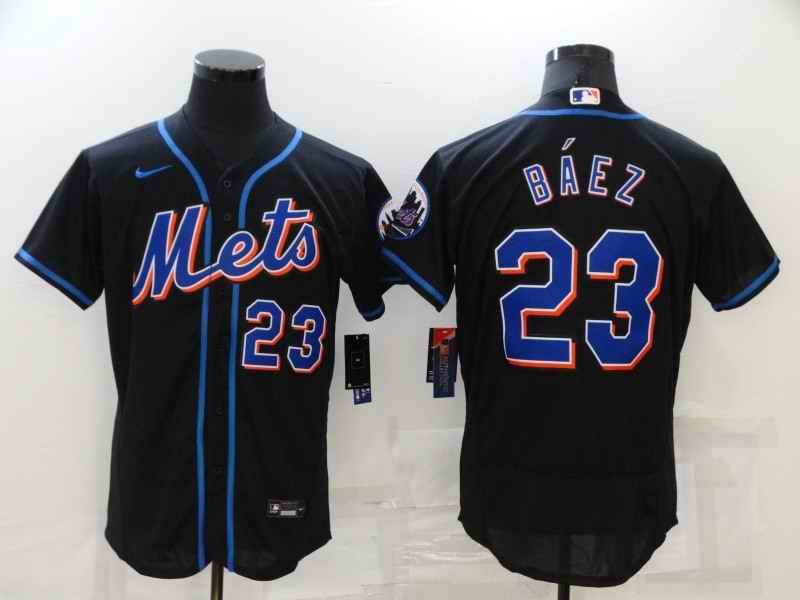 Men's New York Mets #23 Javier B'ez Black Flex Base Stitched Jersey