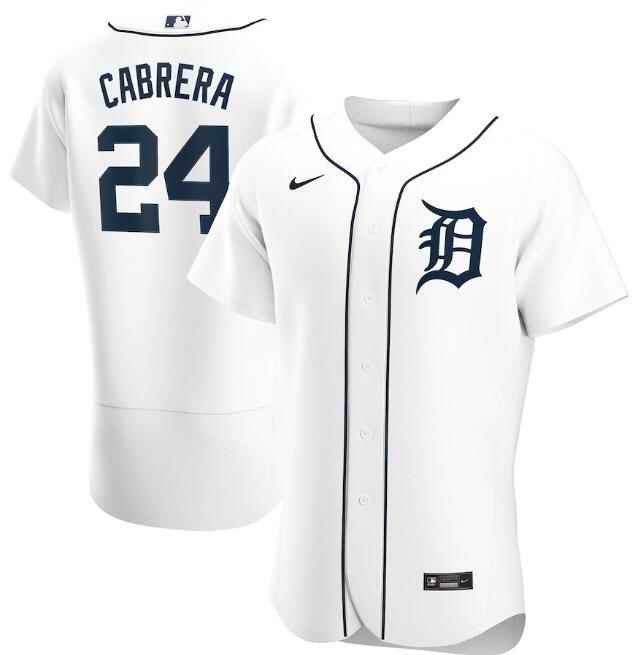 Men's Detroit Tigers #24 Miguel Cabrera White Flex Base Stitched Jersey