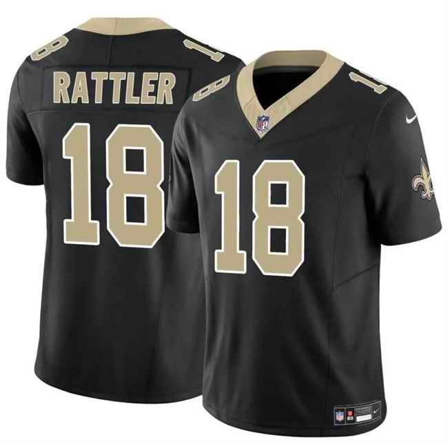 Men's New Orleans Saints #18 Spencer Rattler Black F.U.S.E Vapor Limited Stitched Football Jersey