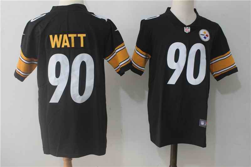 Men's Nike Pittsburgh Steelers #90 T. J. Watt Black Team Color Stitched NFL Vapor Untouchable Limited Jersey