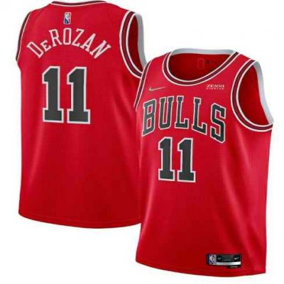 Men's Chicago Bulls #11 DeMar DeRozan 75th Anniversary Red Swingman Stitched Basketball Jersey