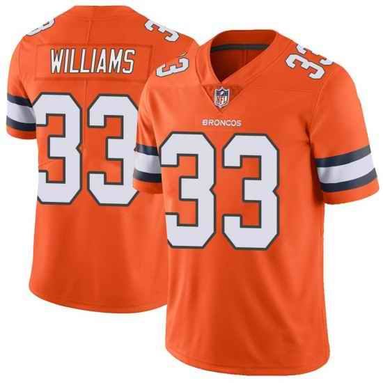 Men's Denver Broncos #33 Javonte Williams Orange Color Rush Vapor Untouchable Limited Stitched Jersey