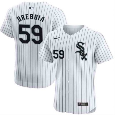 Men's Chicago White Sox #59 John Brebbia White Elite Stitched Baseball Jersey