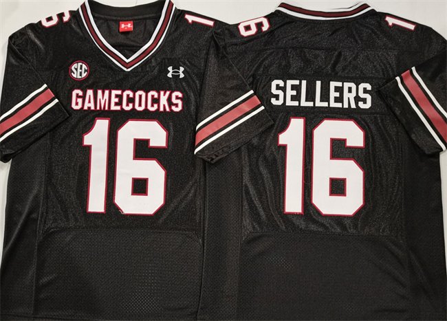 Men's South Carolina Fighting Gamecocks #16 LaNorris Sellers Black Stitched Jersey