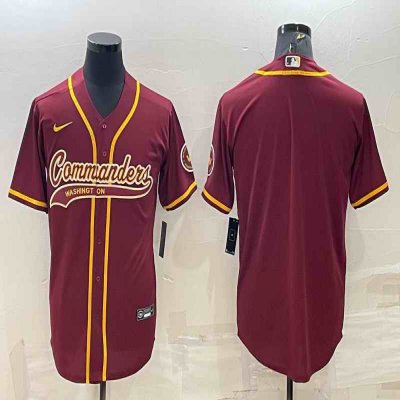 Men's Washington Commanders Blank Burgundy With Patch Cool Base Stitched Baseball Jersey