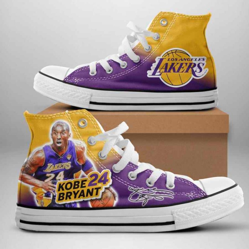 Men's Los Angeles Lakers High Top Canvas Sneakers 001