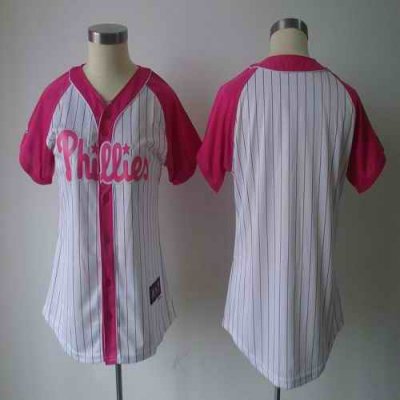 Phillies Blank White/Pink Women's Splash Fashion Stitched MLB Jersey