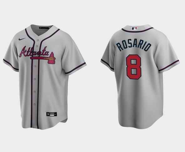 Men's Atlanta Braves #8 Eddie Rosario Gray Cool Base Stitched Jersey