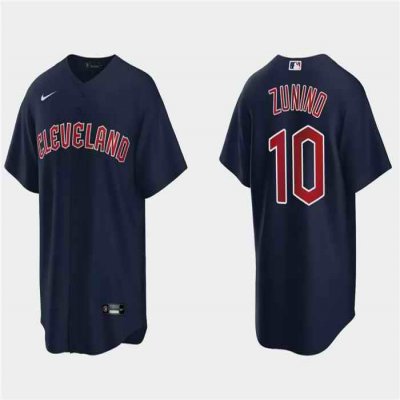 Men's Cleveland Guardians #10 Mike Zunino Navy Cool Base Stitched Jersey