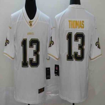 Youth New Orleans Saints #13 Michael Thomas White Gold 100th Season Stitched NFL Jersey