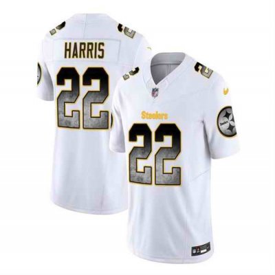 Men's Pittsburgh Steelers #22 Najee Harris White 2023 F.U.S.E. Smoke  Vapor Untouchable Limited Stitched Jersey