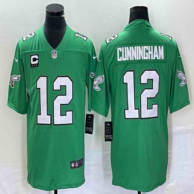 Men's Philadelphia Eagles #12 Randall Cunningham Green With 3-star C Patch Stitched Football Jersey