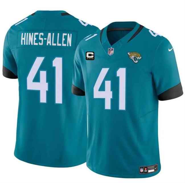 Men's Jacksonville Jaguars #41 Josh Hines-Allen Teal 2024 With 4-Star C Patch Vapor Untouchable Limited Stitched Jersey