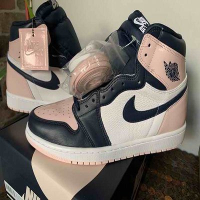 Men's Running Weapon Air Jordan 1 High Top Pink/Black/White Shoes 497