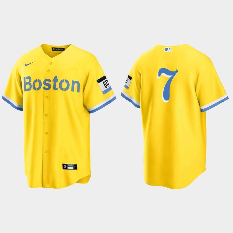 Men's Boston Red Sox #7 Dom DiMaggio Gold 2021 City Connect Stitched MLB Jersey