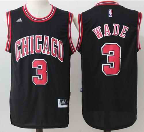 Bulls #3 Dwyane Wade Black Stitched NBA Jersey