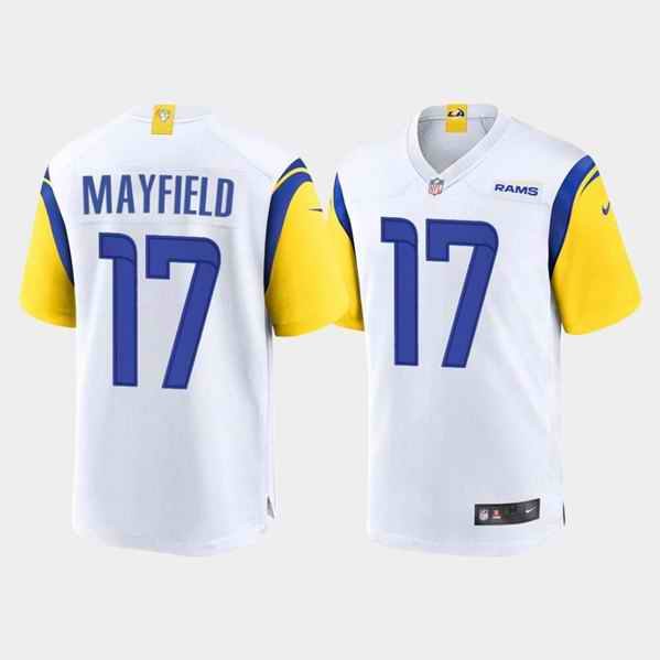 Men's Los Angeles Rams #17 Baker Mayfield White Stitched Game Jersey