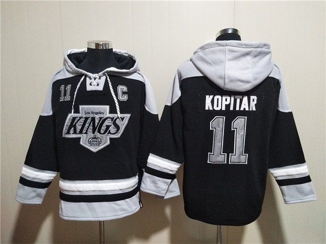 Men's Los Angeles Kings #11 Anze Kopitar Black Ageless Must-Have Lace-Up Pullover Hoodie