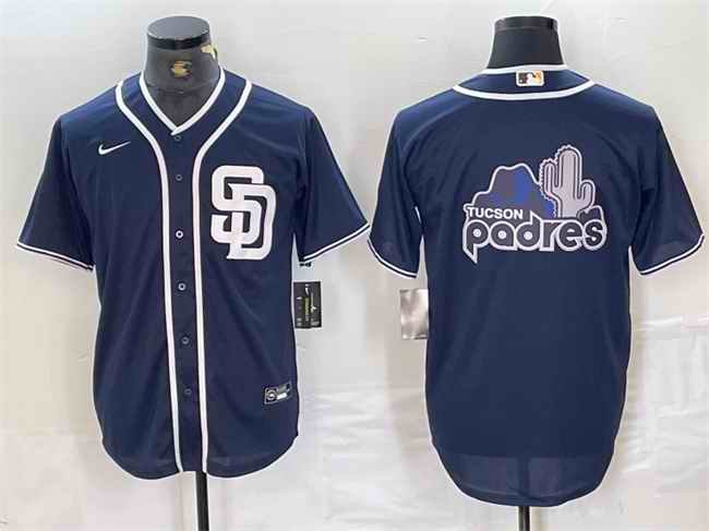 Men's San Diego Padres Navy Team Big Logo Cool Base Stitched Baseball Jersey