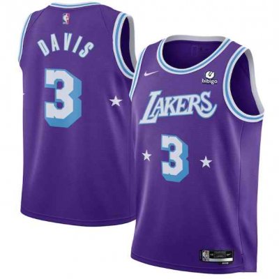 Men's Los Angeles Lakers #3 Anthony Davis bibigo Purple City Edition Stitched Jersey