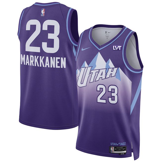 Men's Utah Jazz #23 Lauri Markkanen Purple 2024/25 City Edition Stitched Basketball Jersey