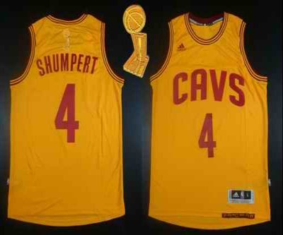 Revolution 30 Cavaliers #4 Iman Shumpert Gold The Champions Patch Stitched NBA Jersey