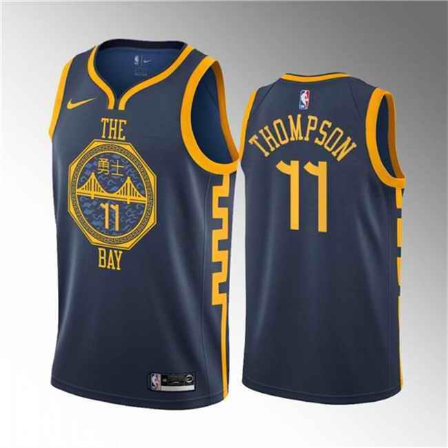 Men's Golden State Warriors #11 Klay Thompson Navy 2018/19 Swingman Stitched Basketball Jersey