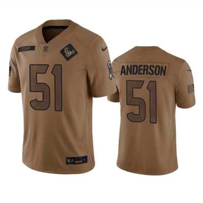 Men's Houston Texans #51 Will Anderson Jr. 2023 Brown Salute To Service Limited Stitched Jersey