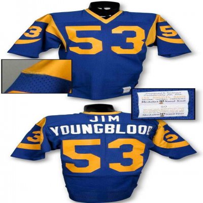 Men's Los Angeles Rams Late '70s #53 Jim Youngblood Blue With Full Name Stitched Jersey