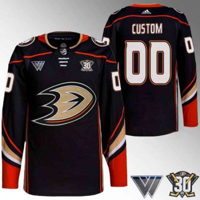 Men's Anaheim Ducks Custom Black 30th Anniversary Stitched Jersey