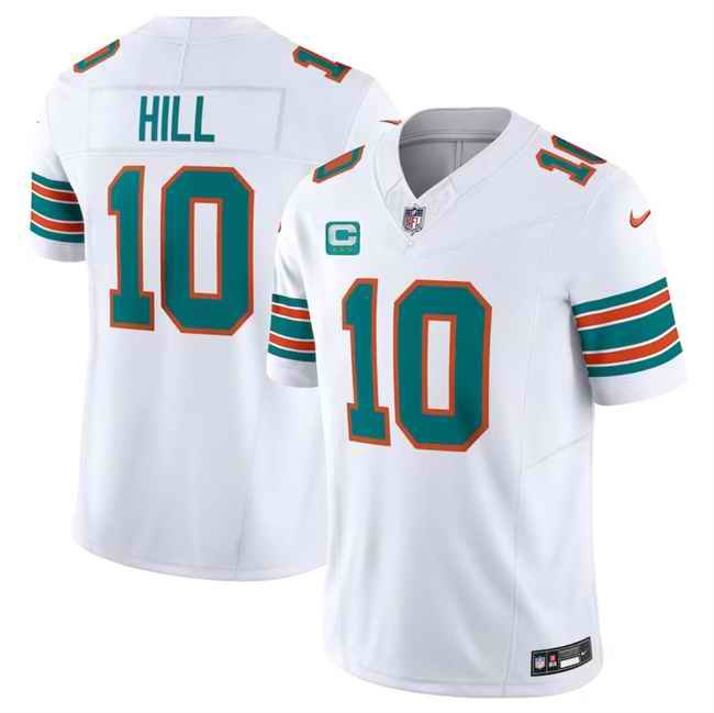 Men's Miami Dolphins #10 Tyreek Hill White 2024 F.U.S.E Alternate With 3-Star C Patch Vapor Limited Stitched Football Jersey