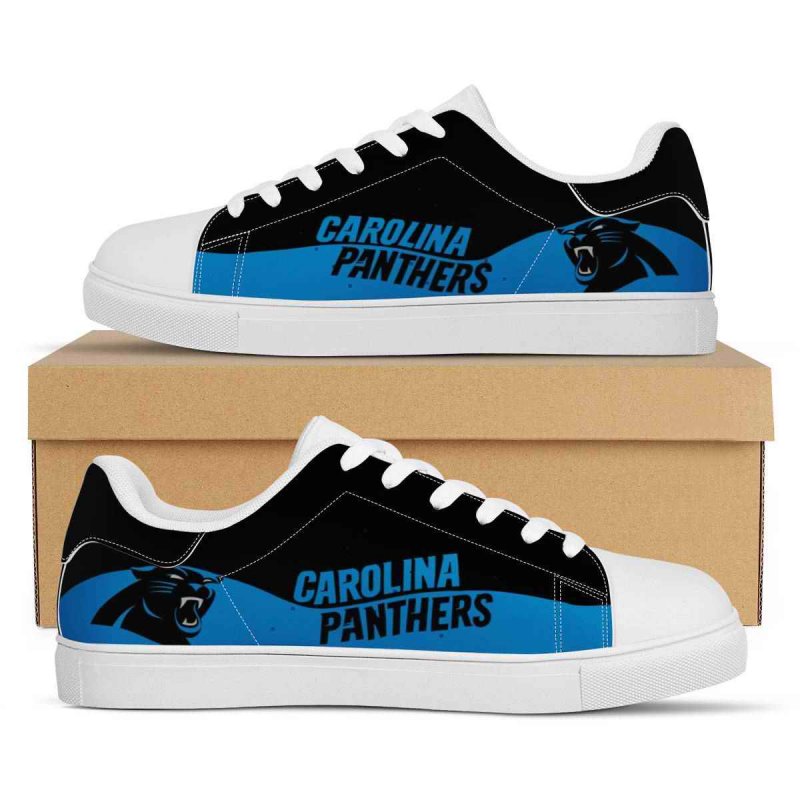 Women's Carolina Panthers Low Top Leather Sneakers 001