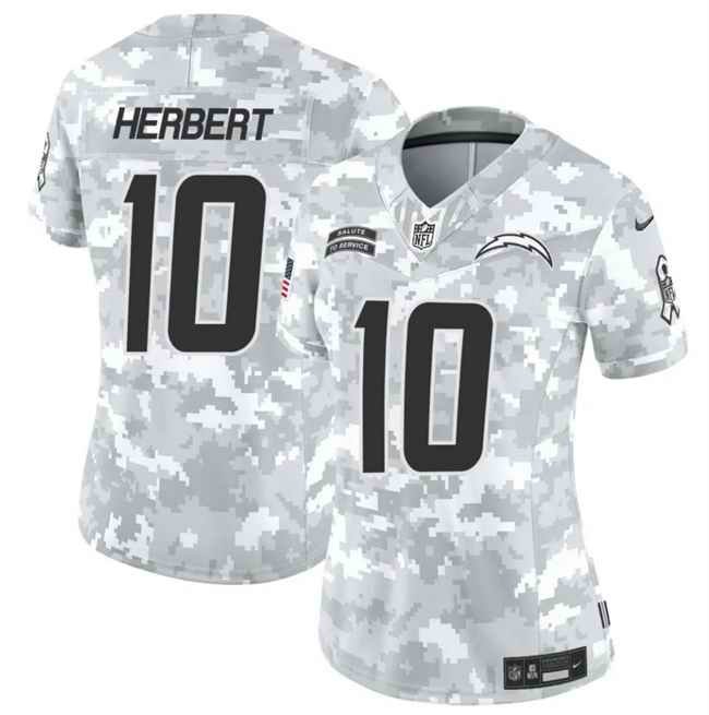 Women's Los Angeles Chargers #10 Justin Herbert 2024 F.U.S.E Arctic Camo Salute to Service Limited Stitched Football Jersey(Run Small)