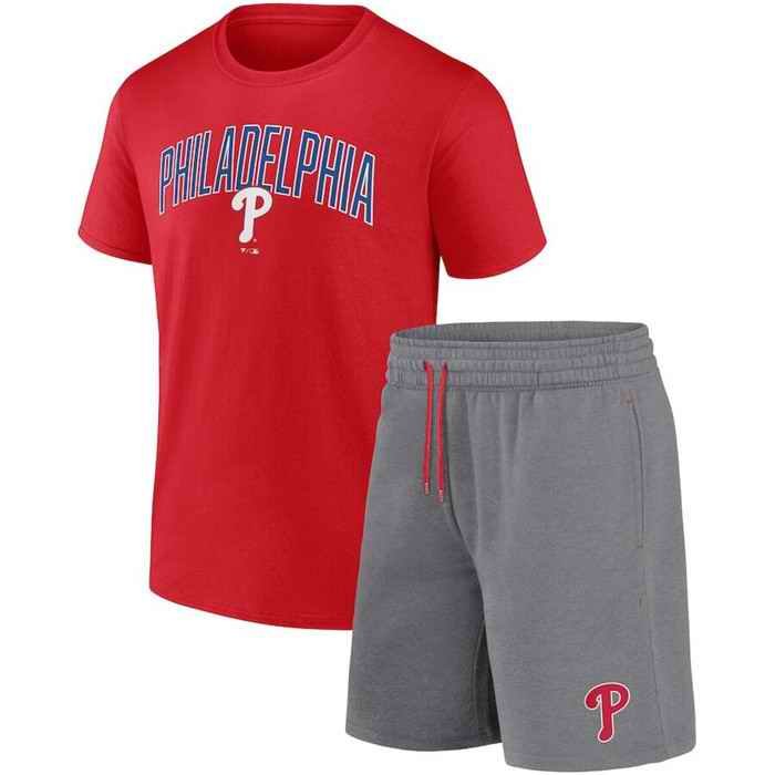 Men's Philadelphia Phillies Red/Heather Gray Arch T-Shirt & Shorts Combo Set