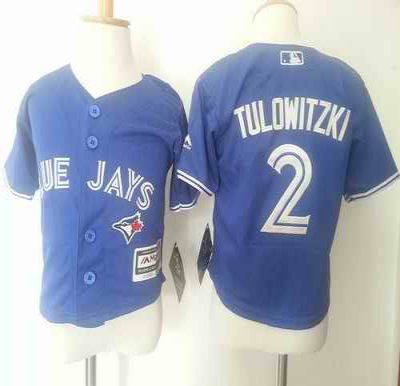 Toddler Blue Jays #2 Troy Tulowitzki Blue Cool Base Stitched MLB Jersey