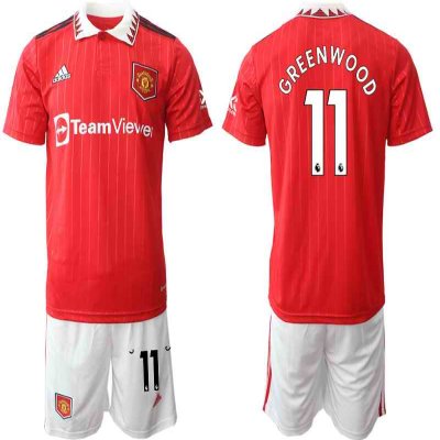 Men's Manchester United #11 Greenwoond 22/23 Red Home Soccer Jersey Suit