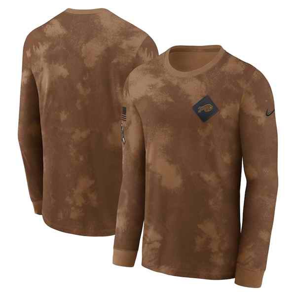 Men's Buffalo Bills Brown 2023 Salute To Service Long Sleeve T-Shirt