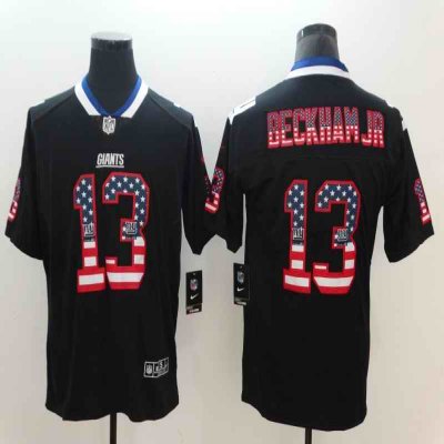 Men's New York Giants #13 Odell Beckham Jr. Black 2018 USA Flag Color Rush Limited Fashion NFL Stitched Jersey