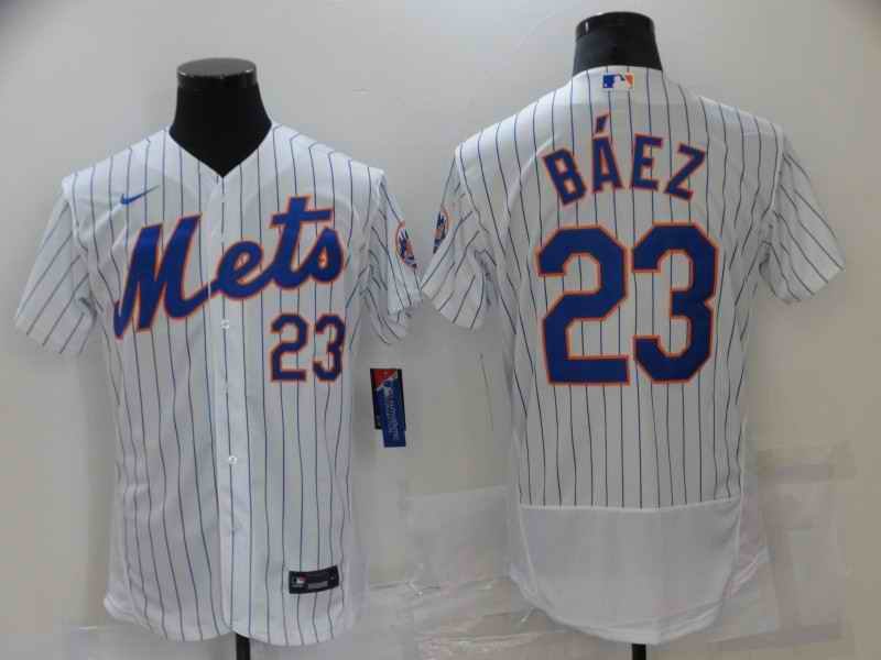 Men's New York Mets #23 Javier B'ez White Flex Base Stitched Baseball Jersey